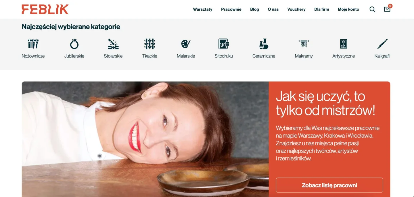 Teksty na stronę internetową dla platformy Feblik